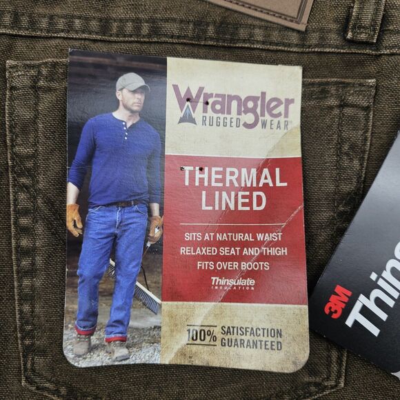 Wrangler Rugged Wear Jeans Mens 42x30 Thermal Lined Relaxed Quilted Thinsulate - Picture 4 of 11